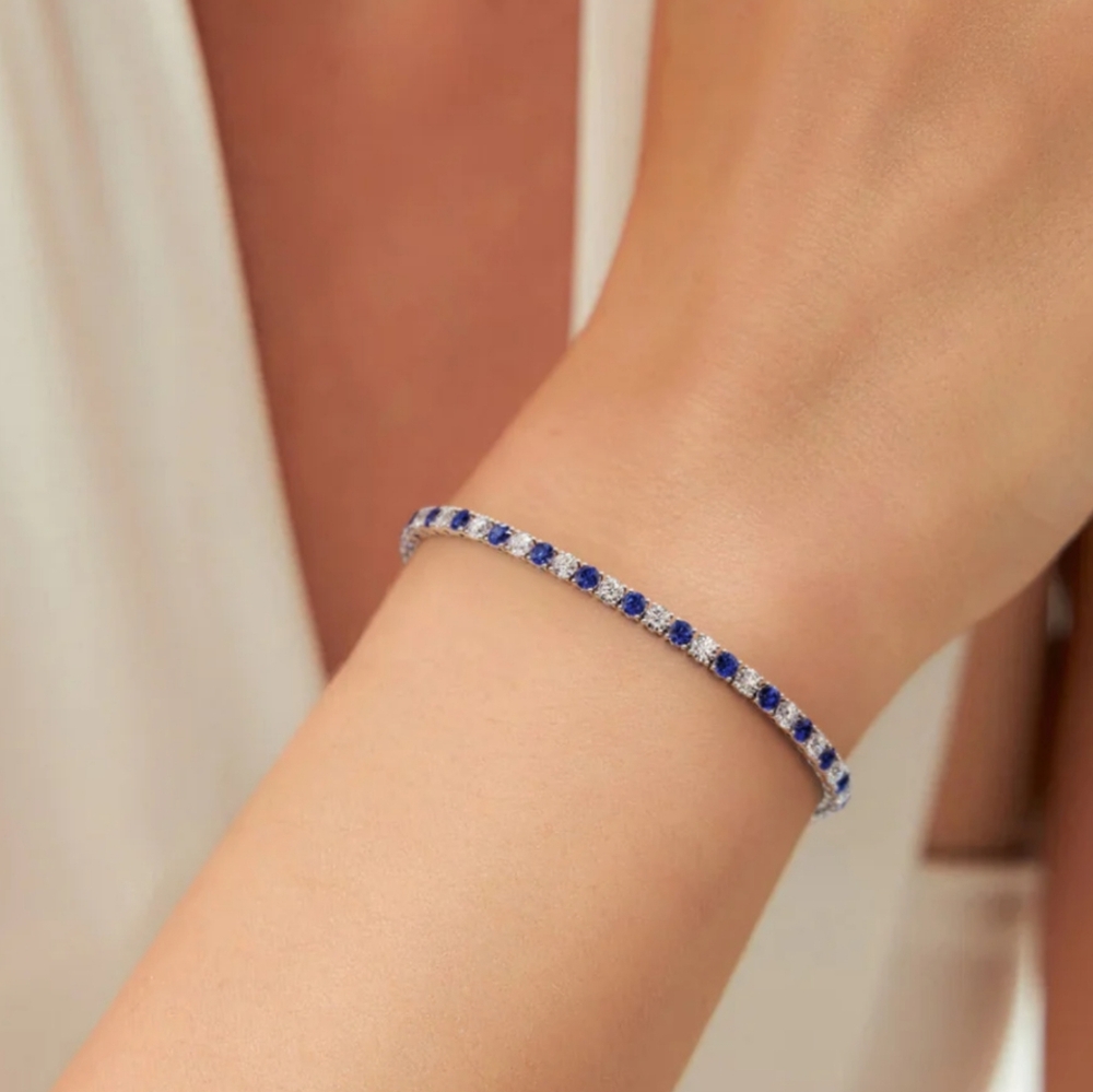 Sapphire Blue and Silver Tennis Bracelet